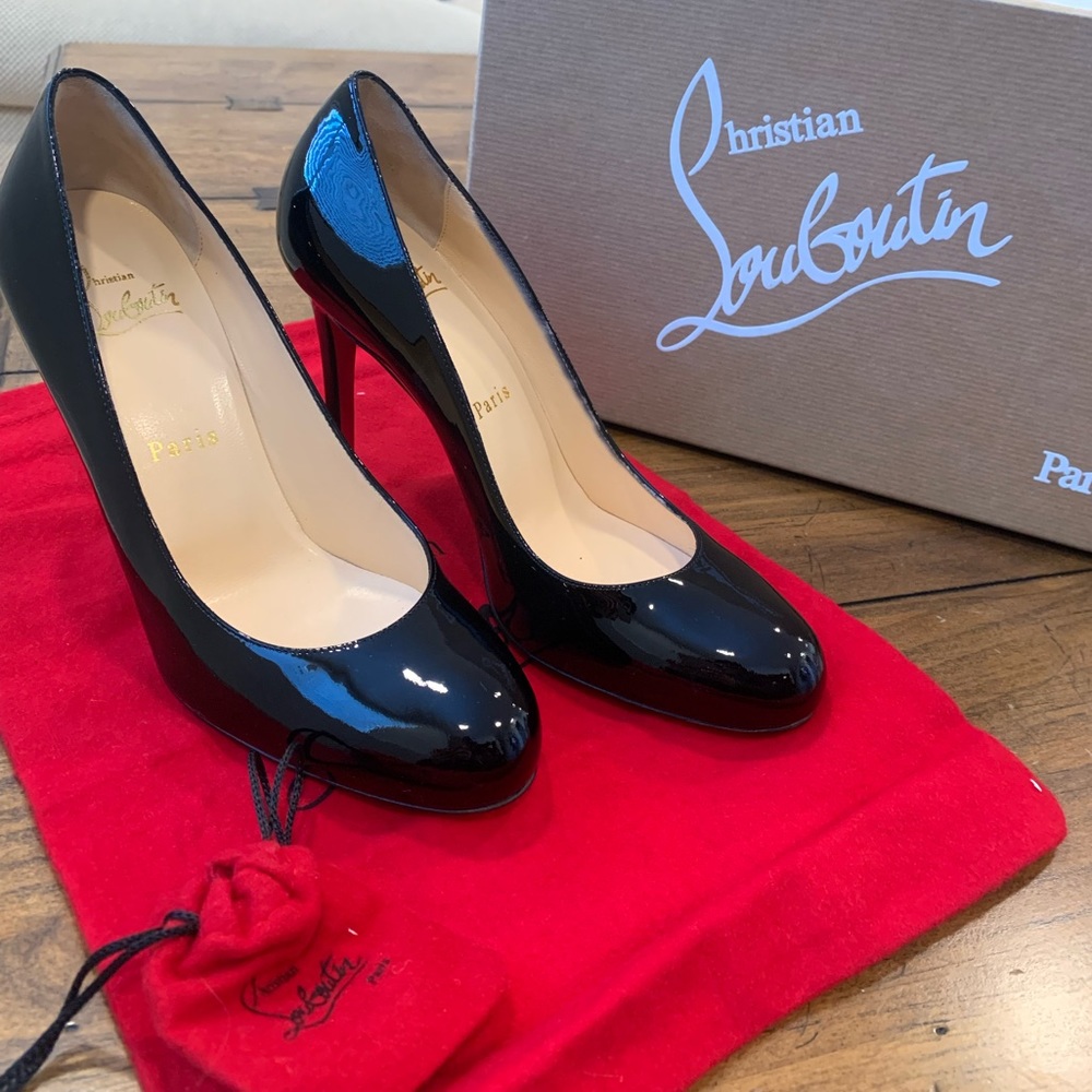 NEW Christian Louboutin Simple Pump 100mm Black Patent